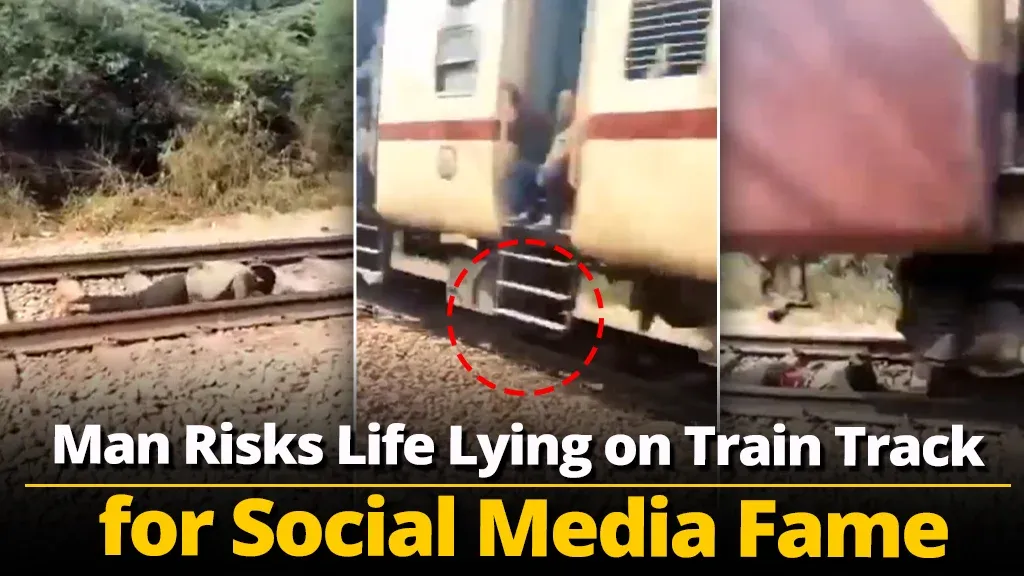 Viral Video: Man Risks Life Lying on Train Track for Social Media Fame ...