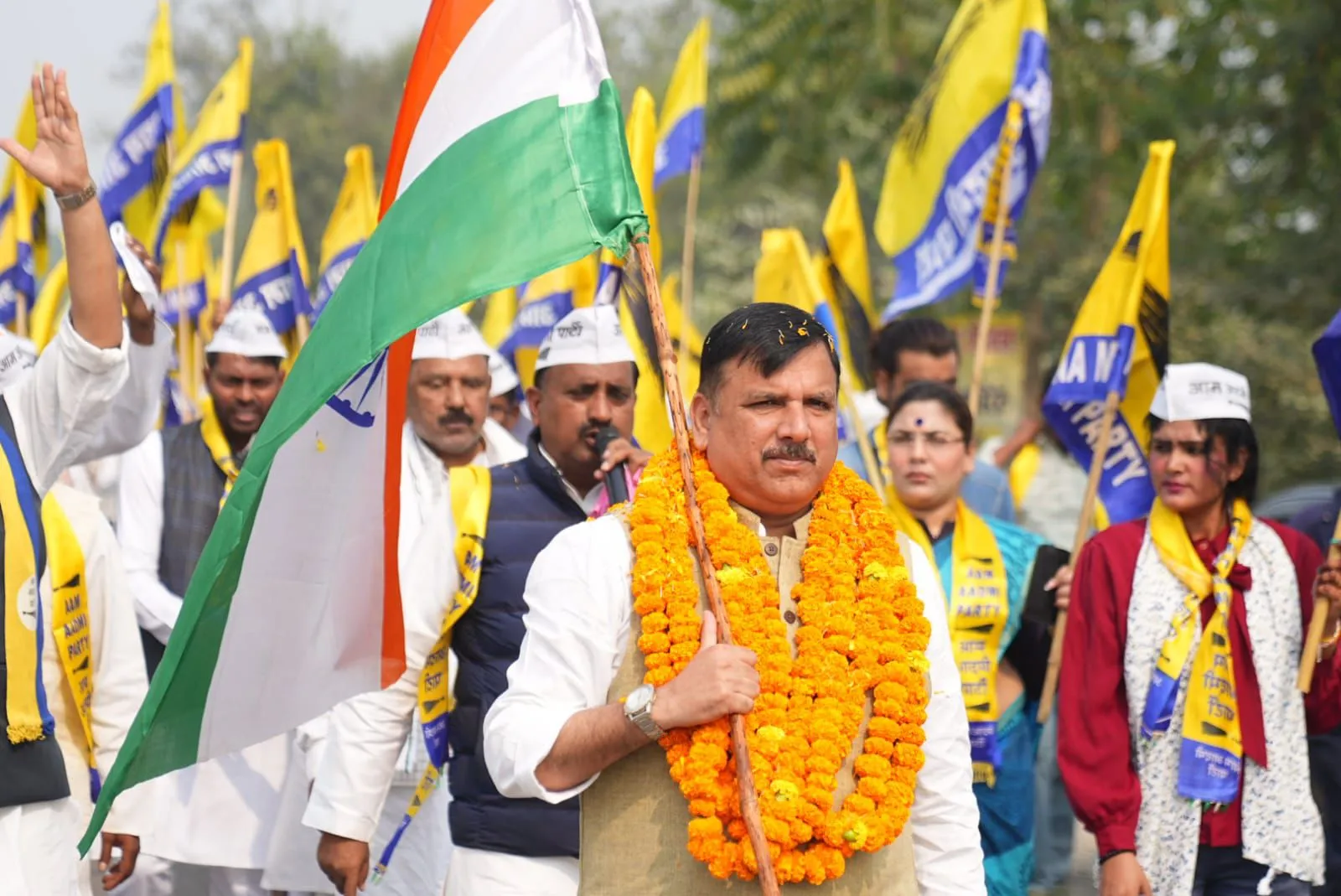 AAP Padyatra: AAP leader Sanjay Singh’s padyatra enters 7th Day w