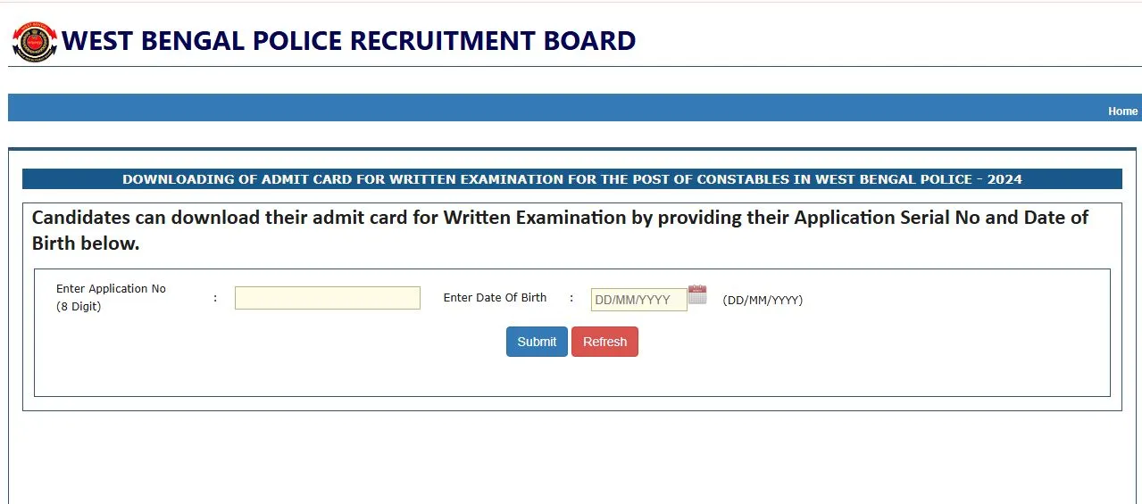 WBP Constable Admit Card 2025