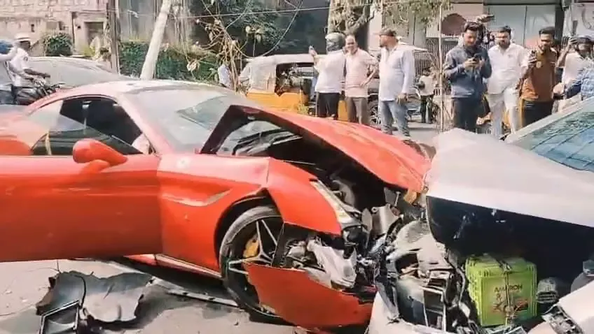 Ferrari Crash in Hyderabad