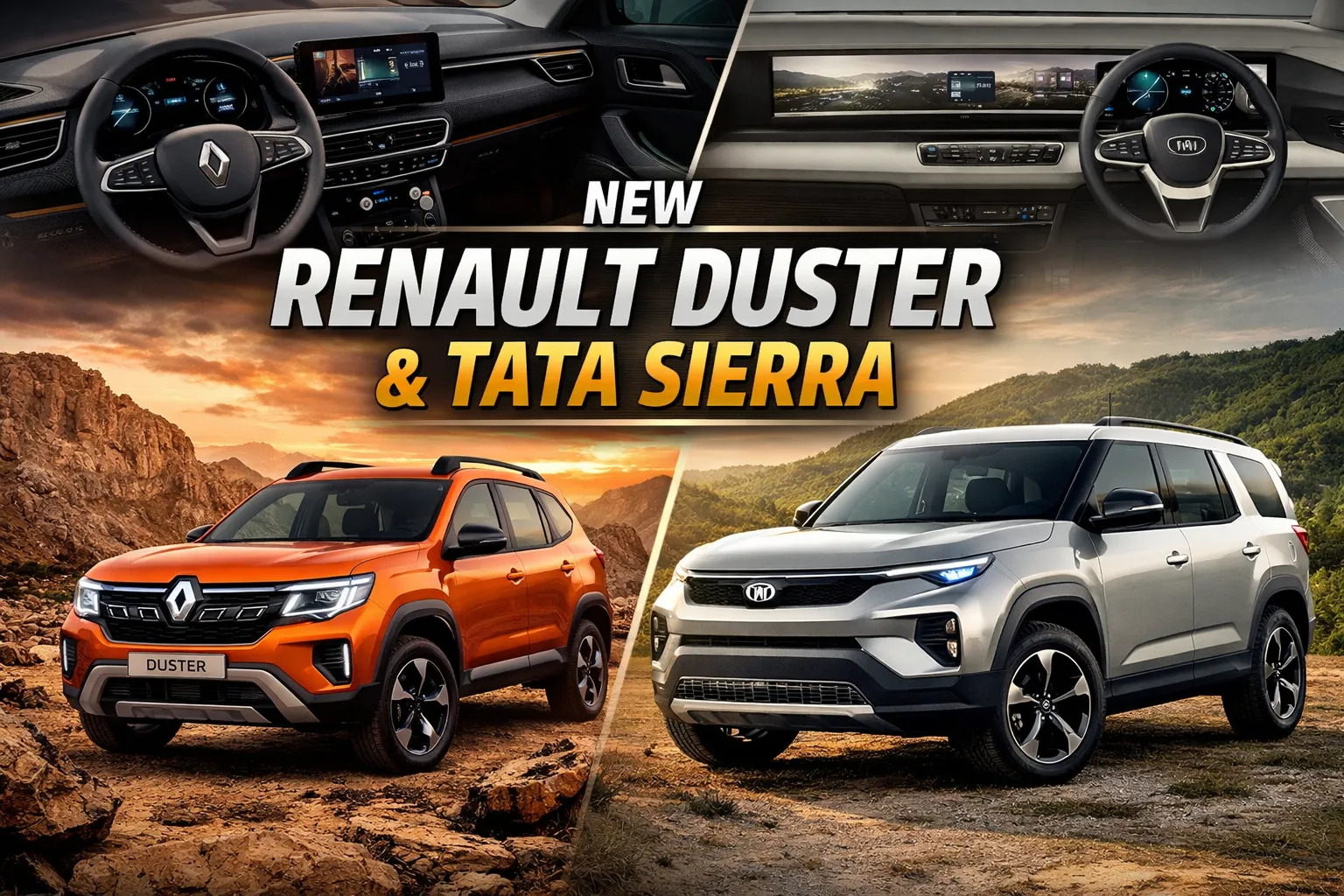 New Renault Duster vs Tata Sierra Comparison: Features and Specifications