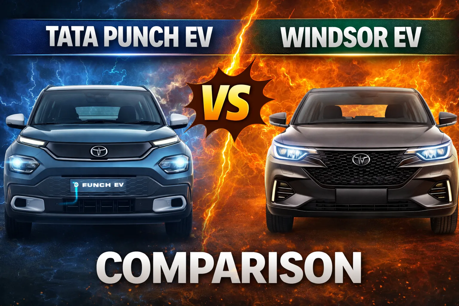 Tata Punch EV vs Windsor EV Comparison: 300+ km range & premium features; Which EV fits your budget best?