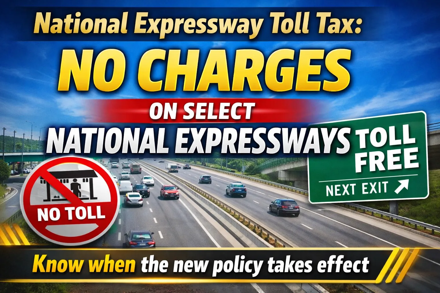 National Expressway Toll Tax: No charges on select National Expressways; Know when the new policy takes effect