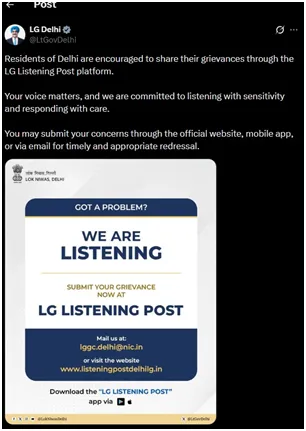 Delhi LG grievance portal