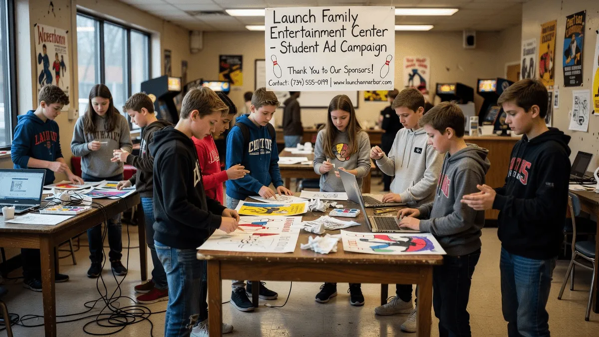 Students Showcase Artwork for Ann Arbor's Launch Family Entertainment Center